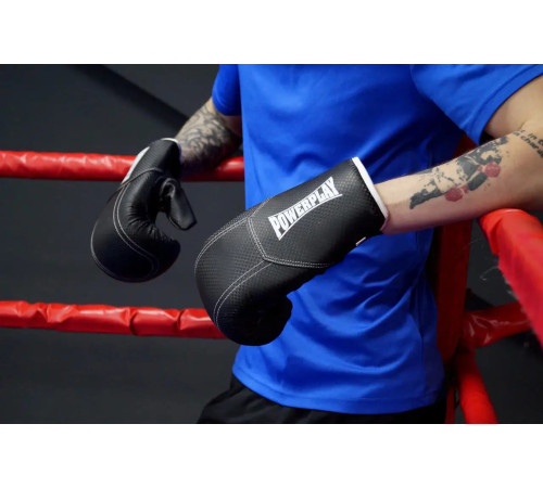 Рукавички боксерські з капою PowerPlay 3011 Evolutions 16 унцій, чорно-білі