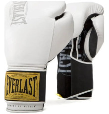 Боксерські рукавиці EVERLAST 1910 CLASSIC TRAINING GLOVE білий 14 унцій, чорно-білі