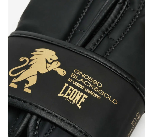 Рукавички боксерські з капою Leone GN059D розмір 14 унцій, чорно-золотисті