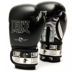 Рукавички боксерські дитячі Leone Iconic 6 унцій, чорно-сріблясті