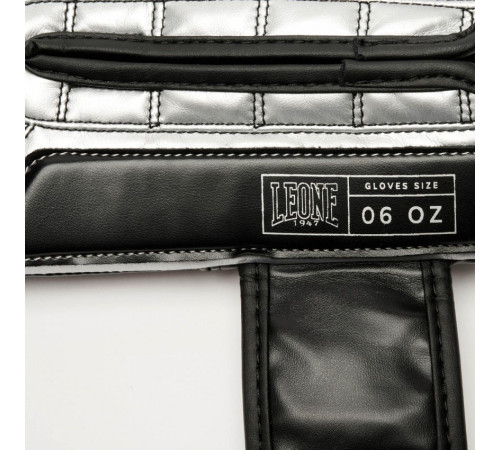 Рукавички боксерські дитячі Leone Iconic 6 унцій, чорно-сріблясті
