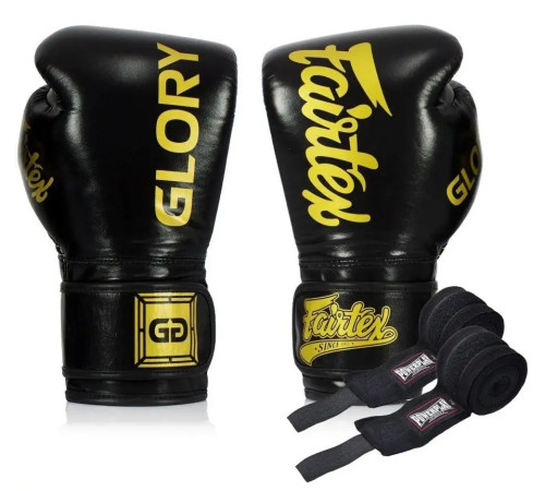 Рукавички боксерські з бинтами Fairtex BGVG1 розмір 10 унцій, чорні