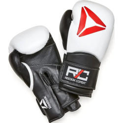 Боксерські рукавиці Reebok Combat Leather Boxing Gloves 10 унцій, чорно-білі