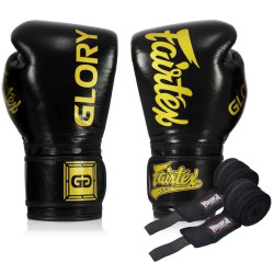 Рукавички боксерські з бинтами Fairtex BGVG1 розмір 12 унцій, чорні