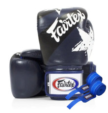 Рукавички боксерські з бинтами Fairtex BGV1 Nation Print 14 унцій, темно-сині