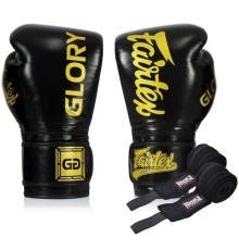 Рукавички боксерські з бинтами Fairtex BGVG1 розмір 14 унцій, чорні
