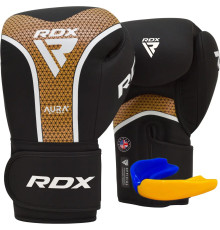 Рукавички боксерські з капою RDX AURA PLUS T-17 розмір 10 унцій, чорно-золотисті