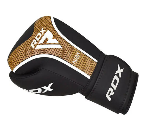 Рукавички боксерські з капою RDX AURA PLUS T-17 розмір 10 унцій, чорно-золотисті