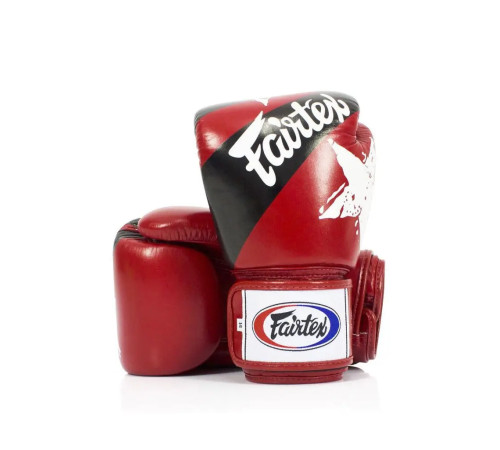 Рукавички боксерські з бинтами Fairtex BGV1 Nation Print 12 унцій, червоні
