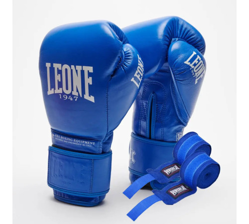 Рукавички боксерські з бинтами Leone GN111 THE GREATEST розмір 14 унцій, сині