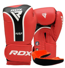 Рукавички боксерські з капою RDX AURA PLUS T-17 розмір 12 унцій, червоно-чорні