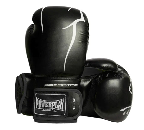 Рукавички боксерські PowerPlay 3018 Jaguar 8 унцій, чорні