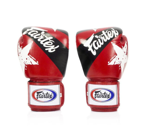 Рукавички боксерські з бинтами Fairtex BGV1 Nation Print 10 унцій, червоні
