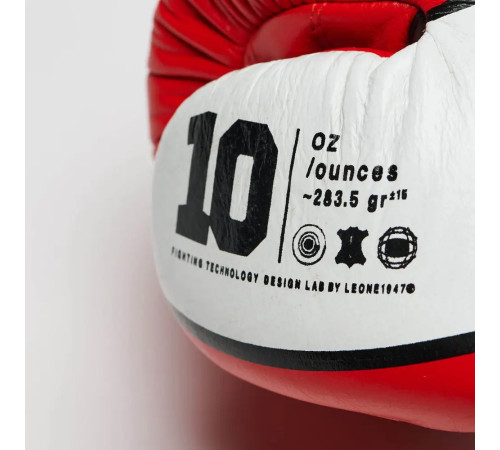 Рукавички боксерські шкіряні з бинтами Leone GN047 SHOCK розмір 12 унцій, червоні