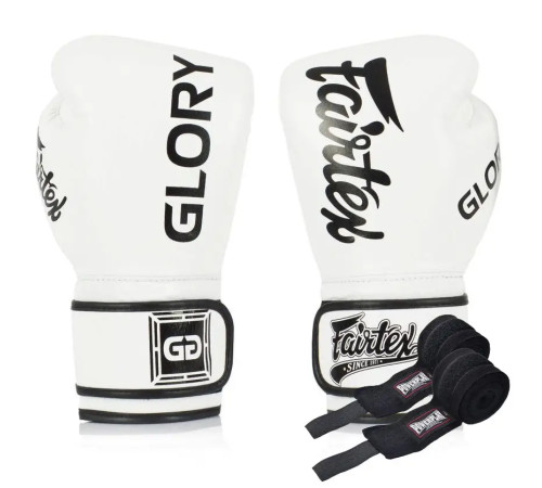 Рукавички боксерські з бинтами Fairtex BGVG1 розмір 14 унцій, білі
