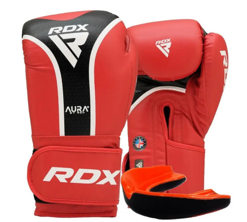 Рукавички боксерські з капою RDX AURA PLUS T-17 розмір 14 унцій, червоно-чорні