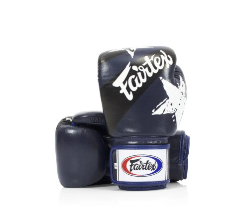 Рукавички боксерські з бинтами Fairtex BGV1 Nation Print 10 унцій, темно-сині