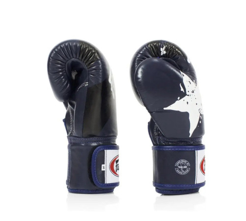 Рукавички боксерські з бинтами Fairtex BGV1 Nation Print 10 унцій, темно-сині
