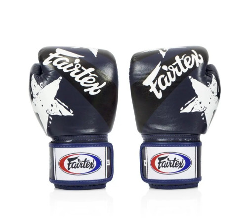 Рукавички боксерські з бинтами Fairtex BGV1 Nation Print 10 унцій, темно-сині
