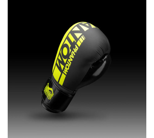 Рукавички боксерські з бинтами Phantom APEX Elastic Neon 14 унцій, чорно-жовті