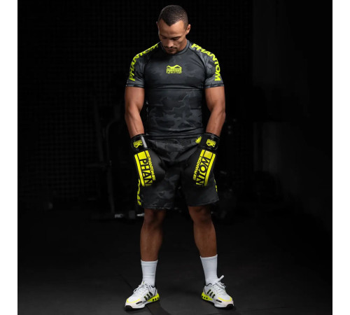 Рукавички боксерські з бинтами Phantom APEX Elastic Neon 14 унцій, чорно-жовті