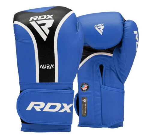 Рукавички боксерські з капою RDX AURA PLUS T-17 розмір 12 унцій, синьо-чорні