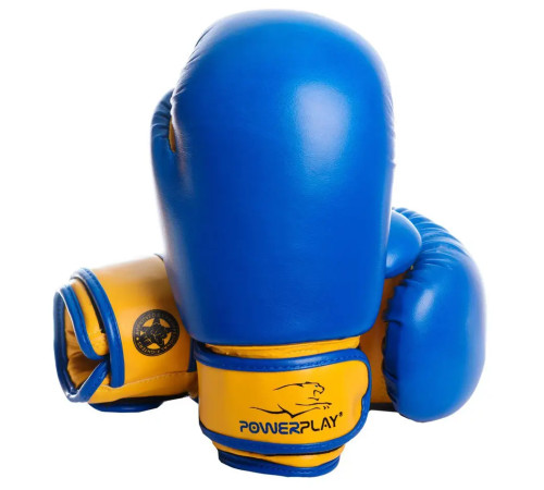 Рукавички боксерські PowerPlay 3004 JR Classic 8 унцій, синьо-жовті