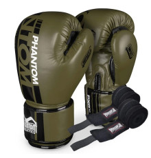 Рукавички боксерські з бинтами Phantom APEX 16 унцій, хакі