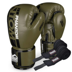 Рукавички боксерські з бинтами Phantom APEX 16 унцій, хакі