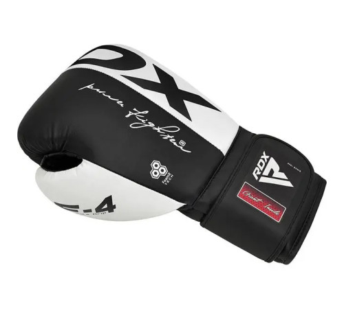 Рукавички боксерські з капою RDX F4 Hook&Loop розмір 12 унцій, чорно-білі