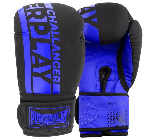 Рукавички боксерські PowerPlay 3086 Challenger Matt розмір 10 унцій, чорно-сині