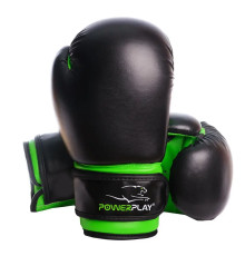 Рукавички боксерські PowerPlay 3004 JR Classic 8 унцій, чорно-зелені