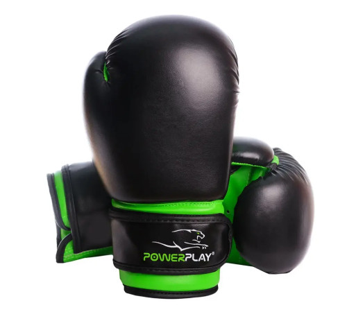 Рукавички боксерські PowerPlay 3004 JR Classic 8 унцій, чорно-зелені