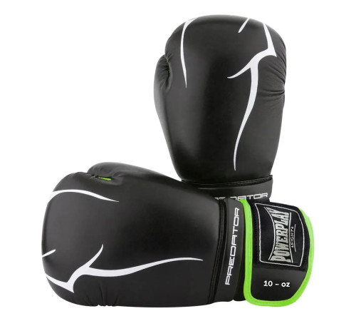 Рукавички боксерські PowerPlay 3018 Jaguar 10 унцій, чорно-зелені
