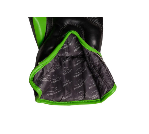 Рукавички боксерські PowerPlay 3018 Jaguar 10 унцій, чорно-зелені