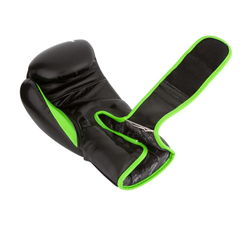 Рукавички боксерські PowerPlay 3018 Jaguar 10 унцій, чорно-зелені