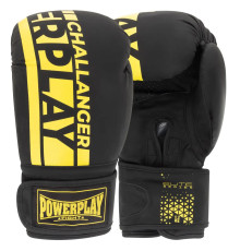 Рукавички боксерські PowerPlay 3086 Matt Challenger розмір 12 унцій, чорно-жовті