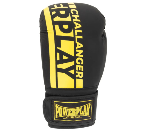 Рукавички боксерські PowerPlay 3086 Matt Challenger розмір 12 унцій, чорно-жовті