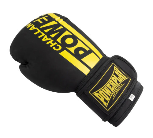 Рукавички боксерські PowerPlay 3086 Matt Challenger розмір 12 унцій, чорно-жовті