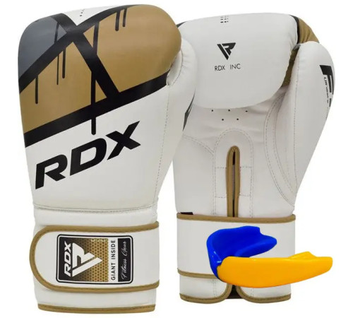 Рукавички боксерські з капою RDX F7 Ego розмір 8 унцій, біло-золотисті