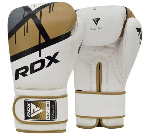 Рукавички боксерські з капою RDX F7 Ego розмір 8 унцій, біло-золотисті