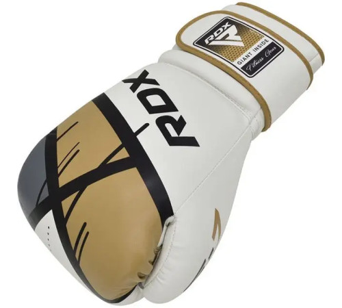 Рукавички боксерські з капою RDX F7 Ego розмір 8 унцій, біло-золотисті