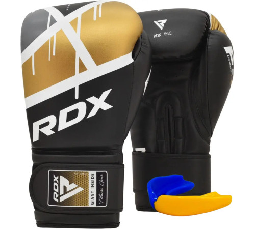 Рукавички боксерські з капою RDX F7 Ego розмір 12 унцій, чорно-золотисті