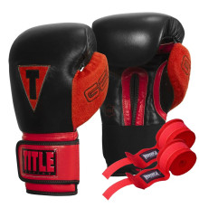 Рукавички боксерські з бинтами TITLE All Heart Bag 2.0 14 унцій, чорно-червоні