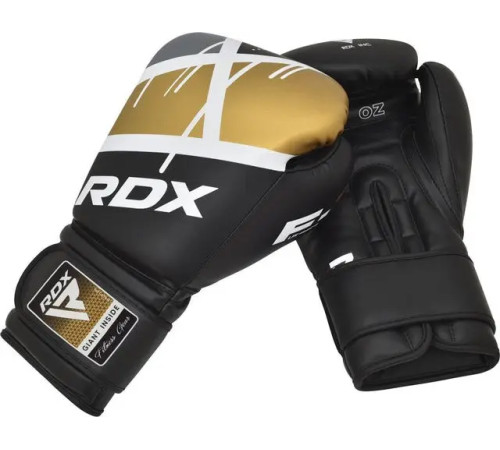 Рукавички боксерські з капою RDX F7 Ego розмір 10 унцій, чорно-золотисті