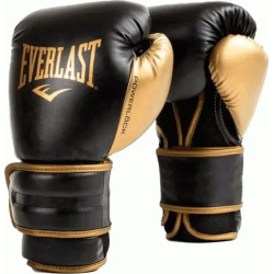 Боксерські рукавиці EVERLAST POWERLOCK 2R TRAINING GLOVE 16 унцій, чорно-золотистий