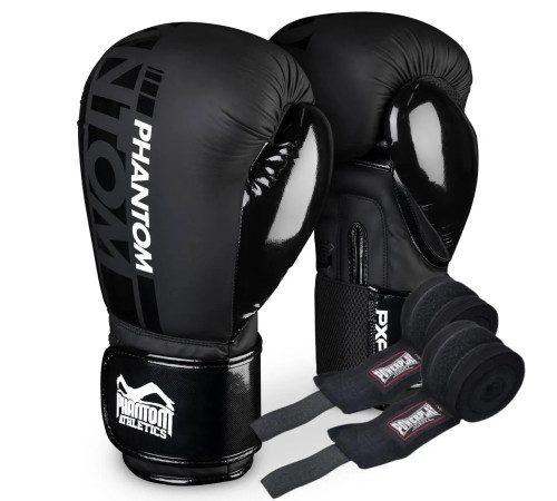 Рукавички боксерські з бинтами Phantom APEX Speed 16 унцій, чорні