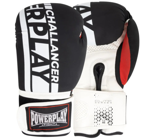 Рукавички боксерські PowerPlay 3086 Matt Challenger розмір 12 унцій, чорно-білі