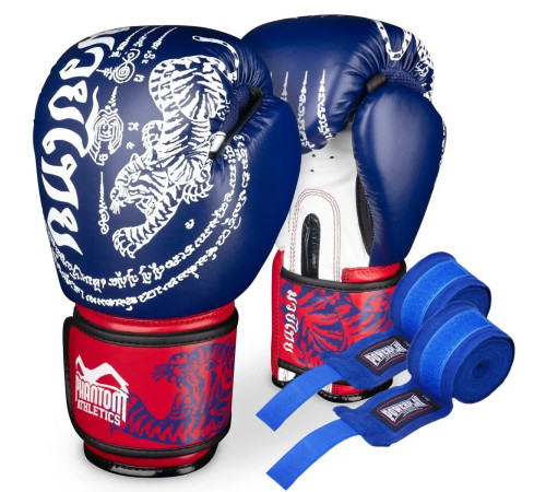 Рукавички боксерські з бинтами Phantom Muay Thai 16 унцій, сині