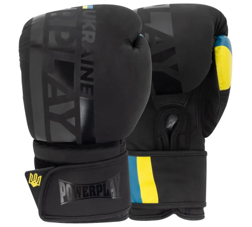 Рукавички боксерські PowerPlay 3021 Ukraine розмір 16 унцій, чорний